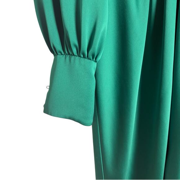 Ramy Brook Madeline Green Satin Plunge Neck Long Sleeve Gown Size 8 - Picture 9 of 16